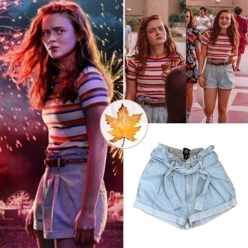 BDG • Paper Bag Belted Cuffed Shorts Acid Blue 26 ASO Max Mayfield